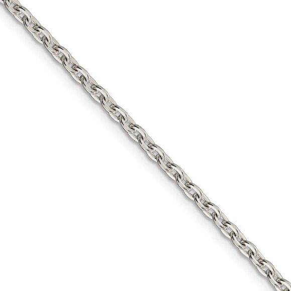 2.75mm Sterling Silver Flat Cable Chain Necklace 16 Inch